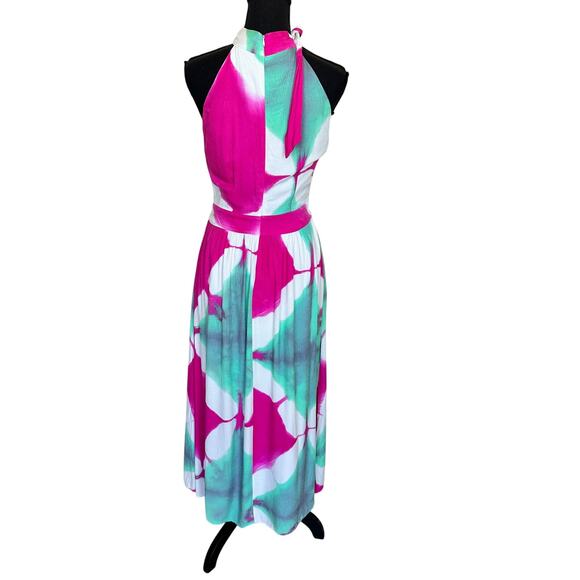 Busayo Tie Dye Halter Maxi Dress SMALL Wedding Guest Vacation Pink Designer $415 - Picture 10 of 14